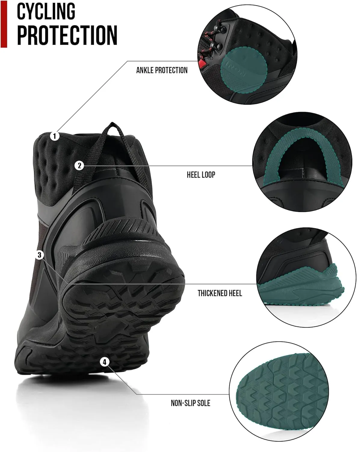 IRON JIA'S Motorcycle Shoes for Men, Waterproof Anti-Slip Breathable Street Casual Motorcycle Riding Boots with Lace Garage, Ankle Support, Shift Pads 9