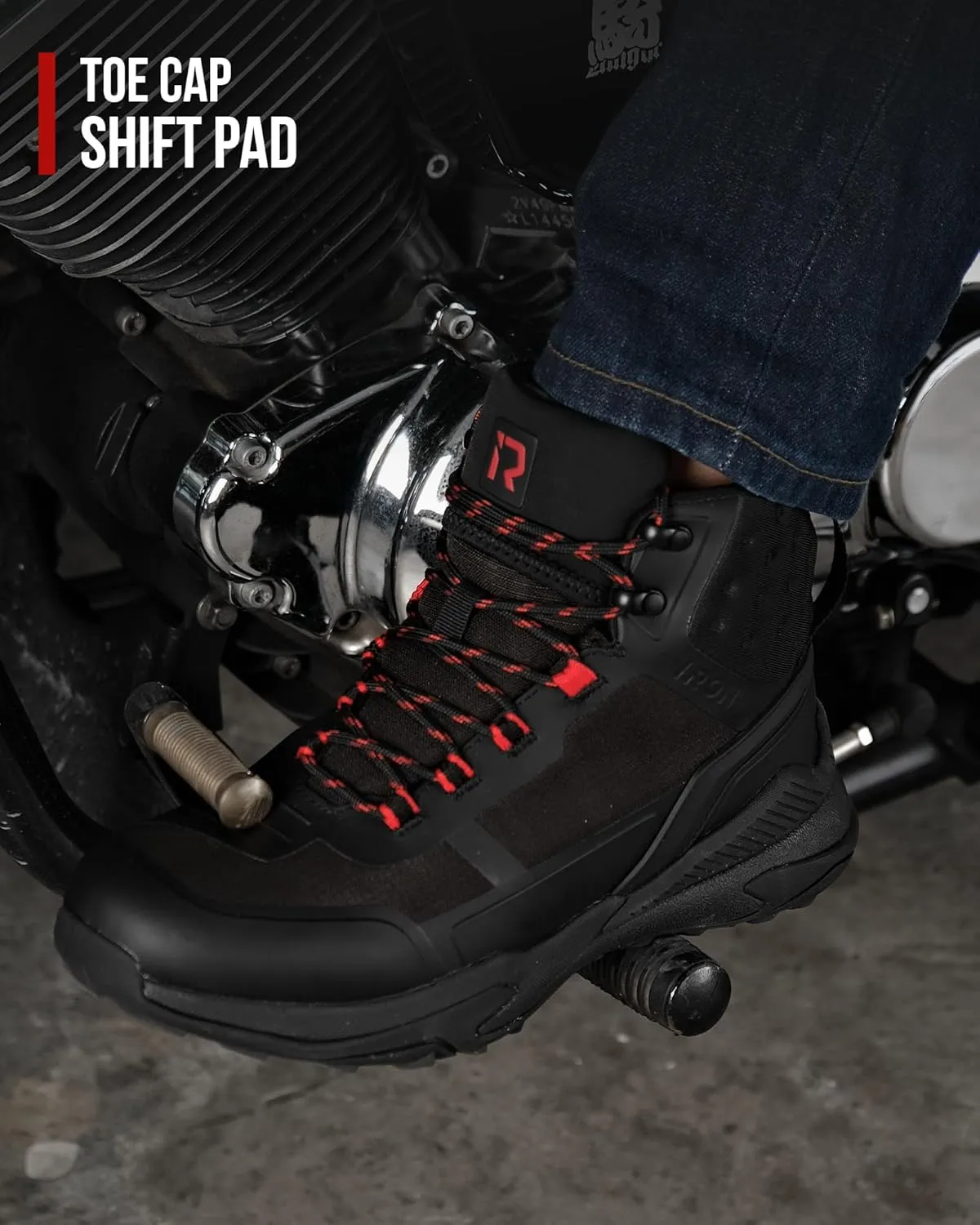 IRON JIA'S Motorcycle Shoes for Men, Waterproof Anti-Slip Breathable Street Casual Motorcycle Riding Boots with Lace Garage, Ankle Support, Shift Pads 9