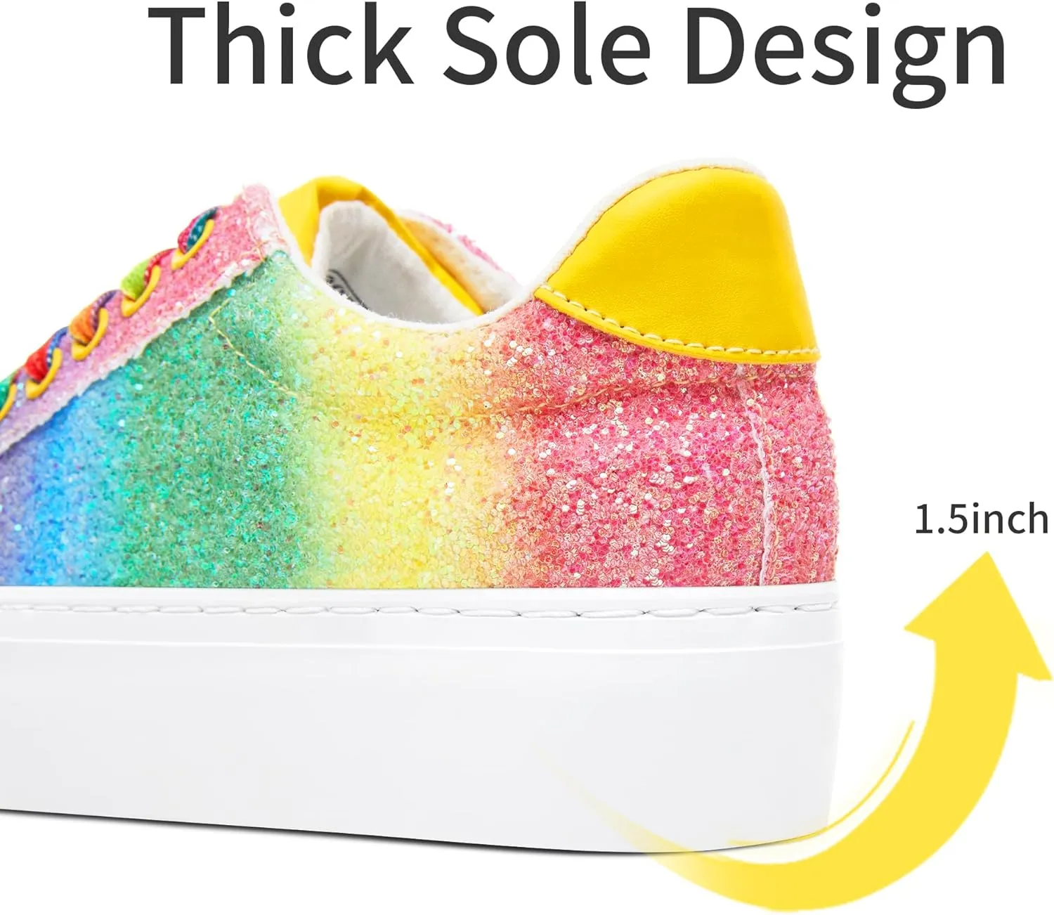 Jeekopeg Glitter Platform Sneakers Women Casual Sequin Sparkly Shoes Bling Thick Sole Walking Shoes Shiny Sequin Wedding Sneakers for Lady