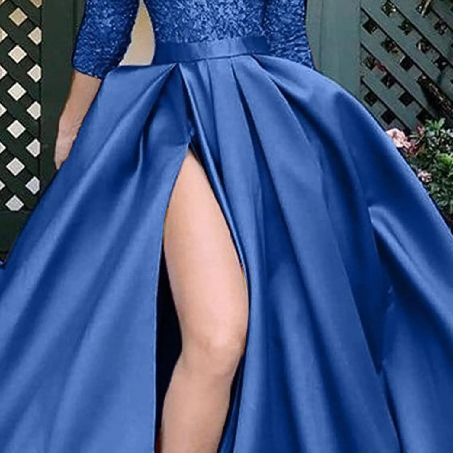 JEKE-DG Women's High Slit Slim Fit Cocktail Party Dress Deep V Neck Elegant Wedding Dress Flowy Solid Comfort Dresses