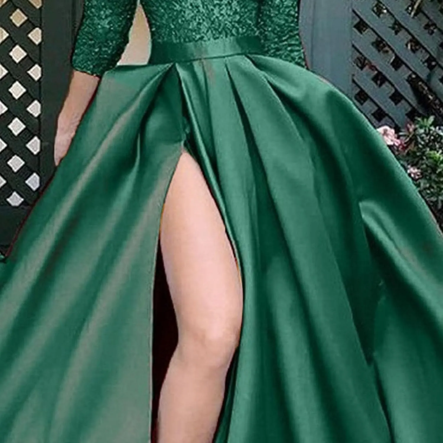 JEKE-DG Women's High Slit Slim Fit Cocktail Party Dress Deep V Neck Elegant Wedding Dress Flowy Solid Comfort Dresses