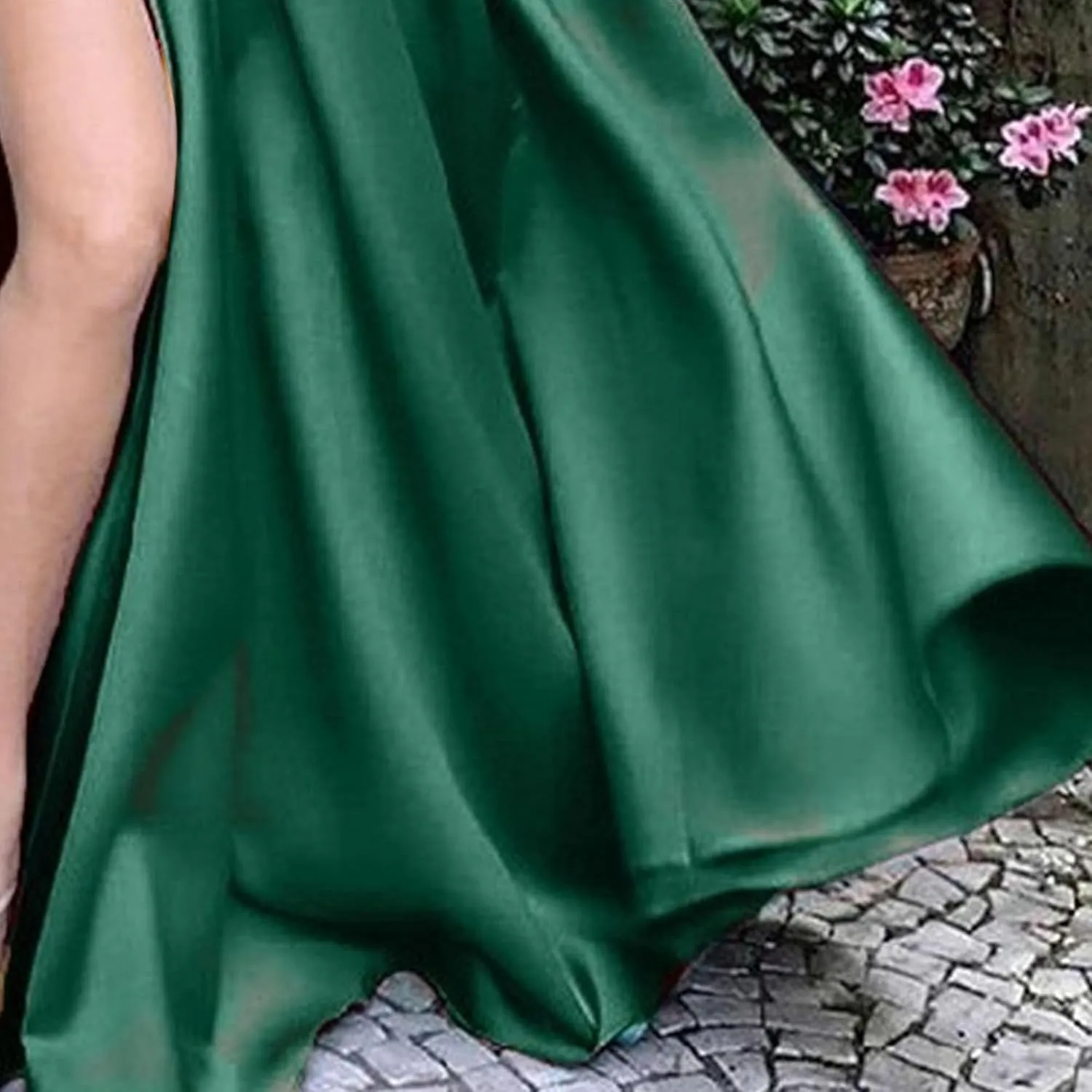 JEKE-DG Women's High Slit Slim Fit Cocktail Party Dress Deep V Neck Elegant Wedding Dress Flowy Solid Comfort Dresses