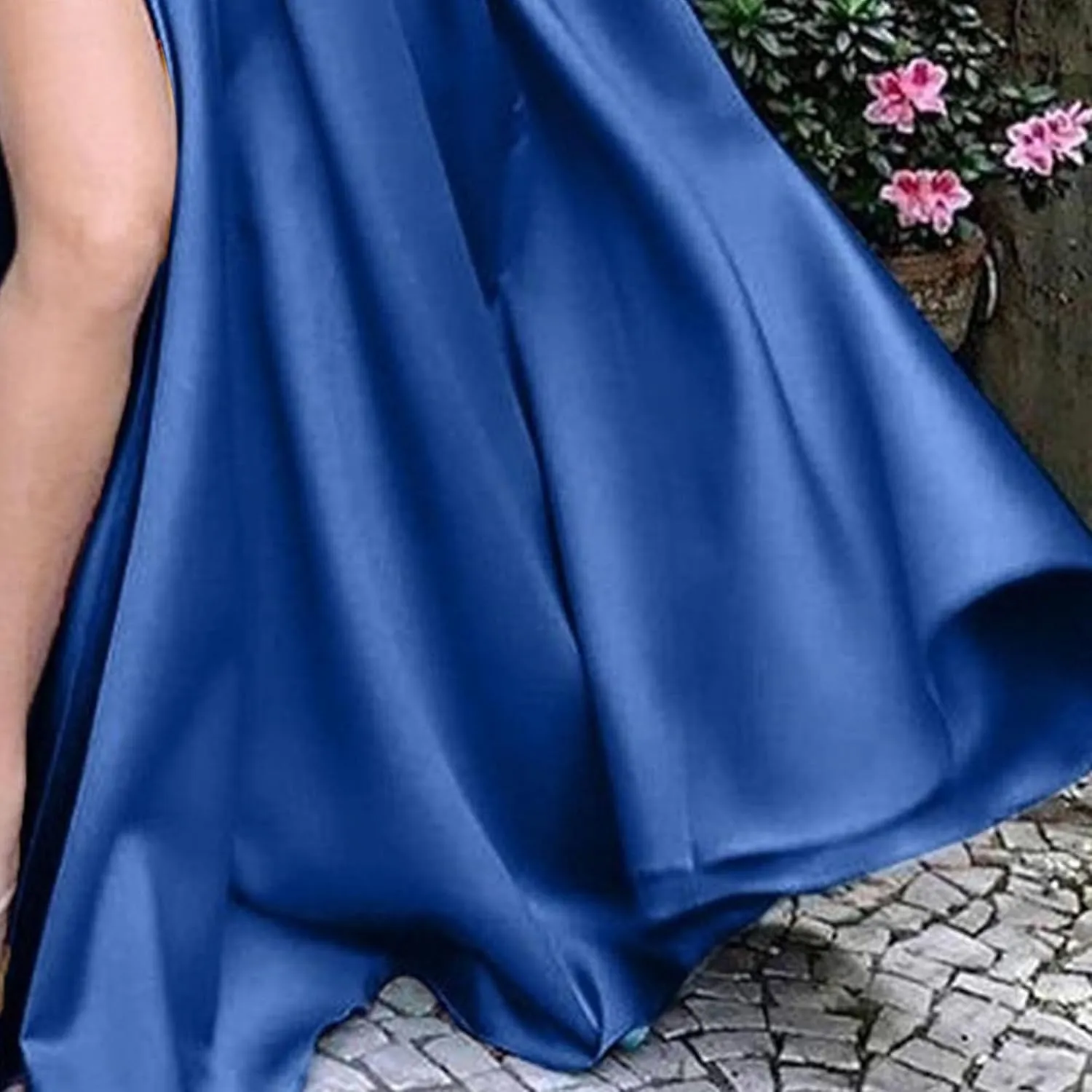 JEKE-DG Women's High Slit Slim Fit Cocktail Party Dress Deep V Neck Elegant Wedding Dress Flowy Solid Comfort Dresses