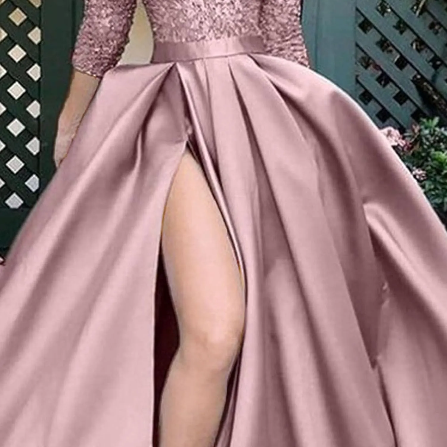 JEKE-DG Women's High Slit Slim Fit Cocktail Party Dress Deep V Neck Elegant Wedding Dress Flowy Solid Comfort Dresses