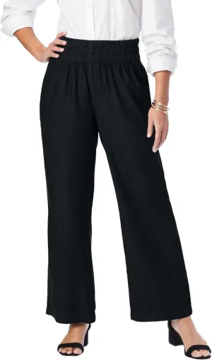 Jessica London Women's Plus Size Chambray Wide Leg Pant