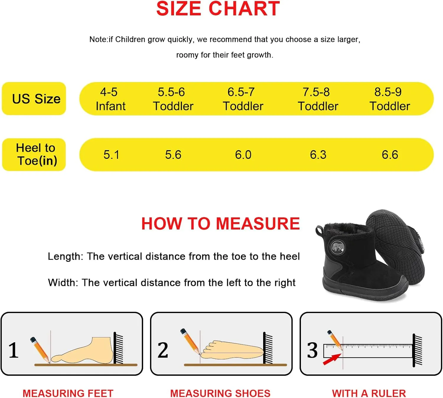 JIASUQI Baby Toddler Boots Warm Winter Boots Slippers for Toddler Boys Girls