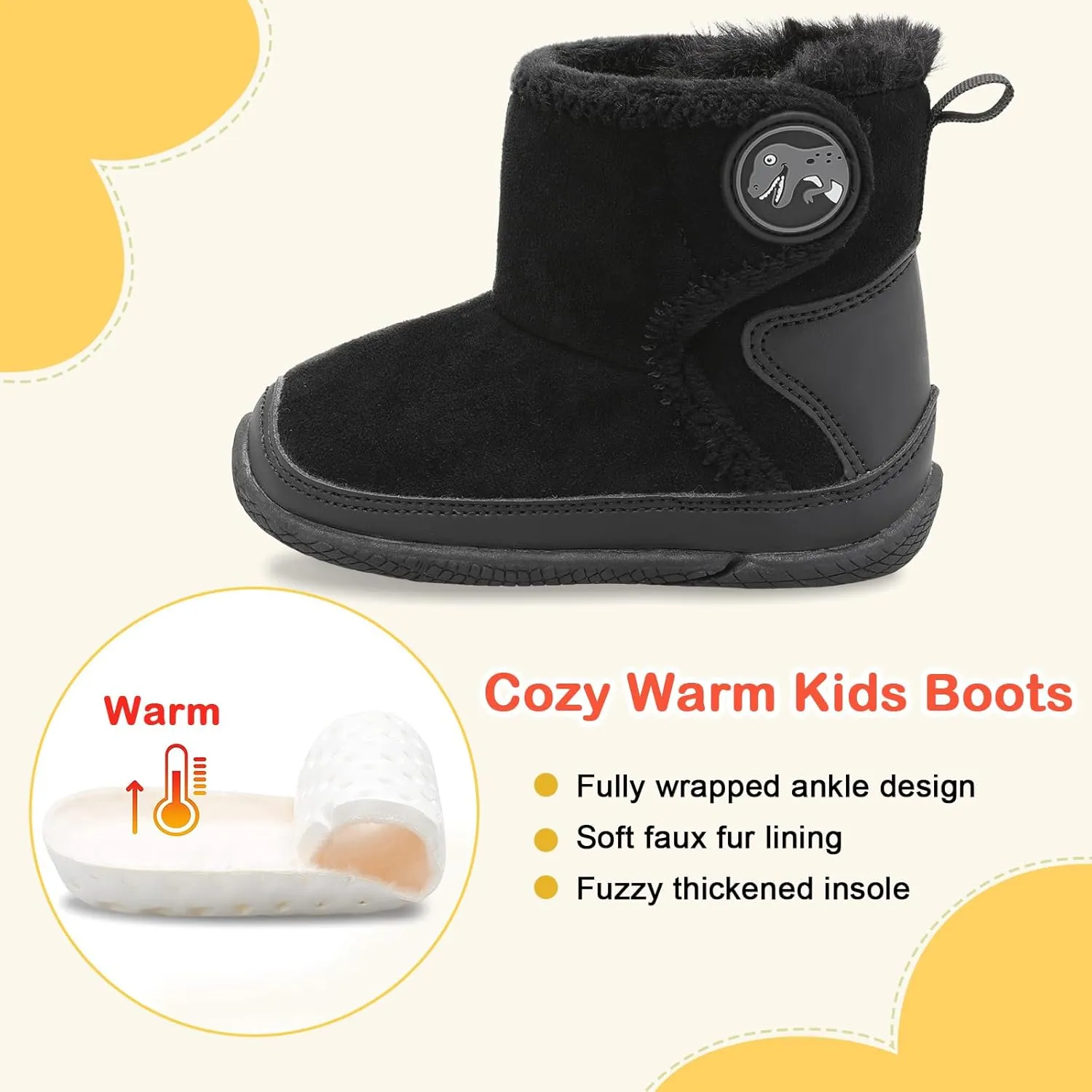 JIASUQI Baby Toddler Boots Warm Winter Boots Slippers for Toddler Boys Girls