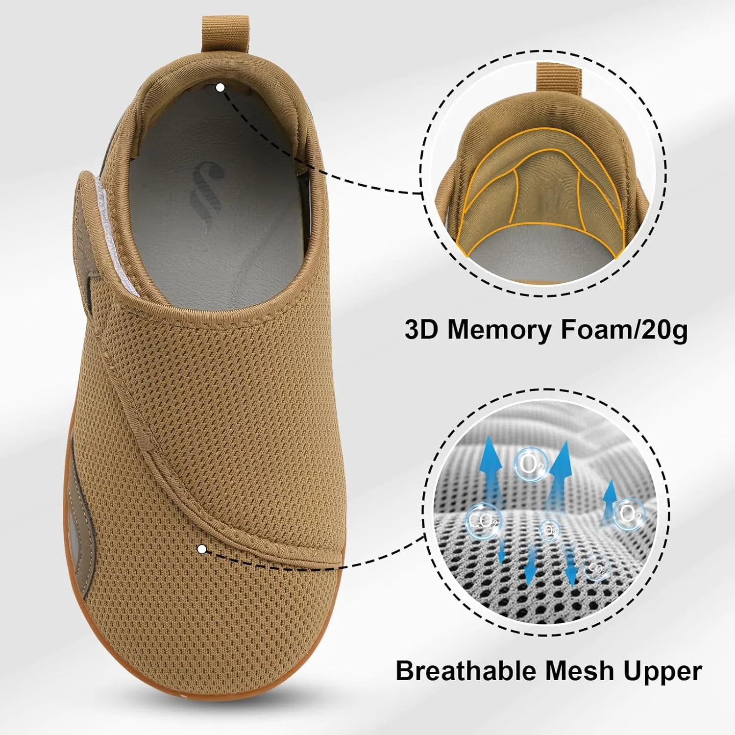 JIASUQI Men's Walking Shoes Wide Toe Sneakes with Arch Support House Shoes Slippers for Men