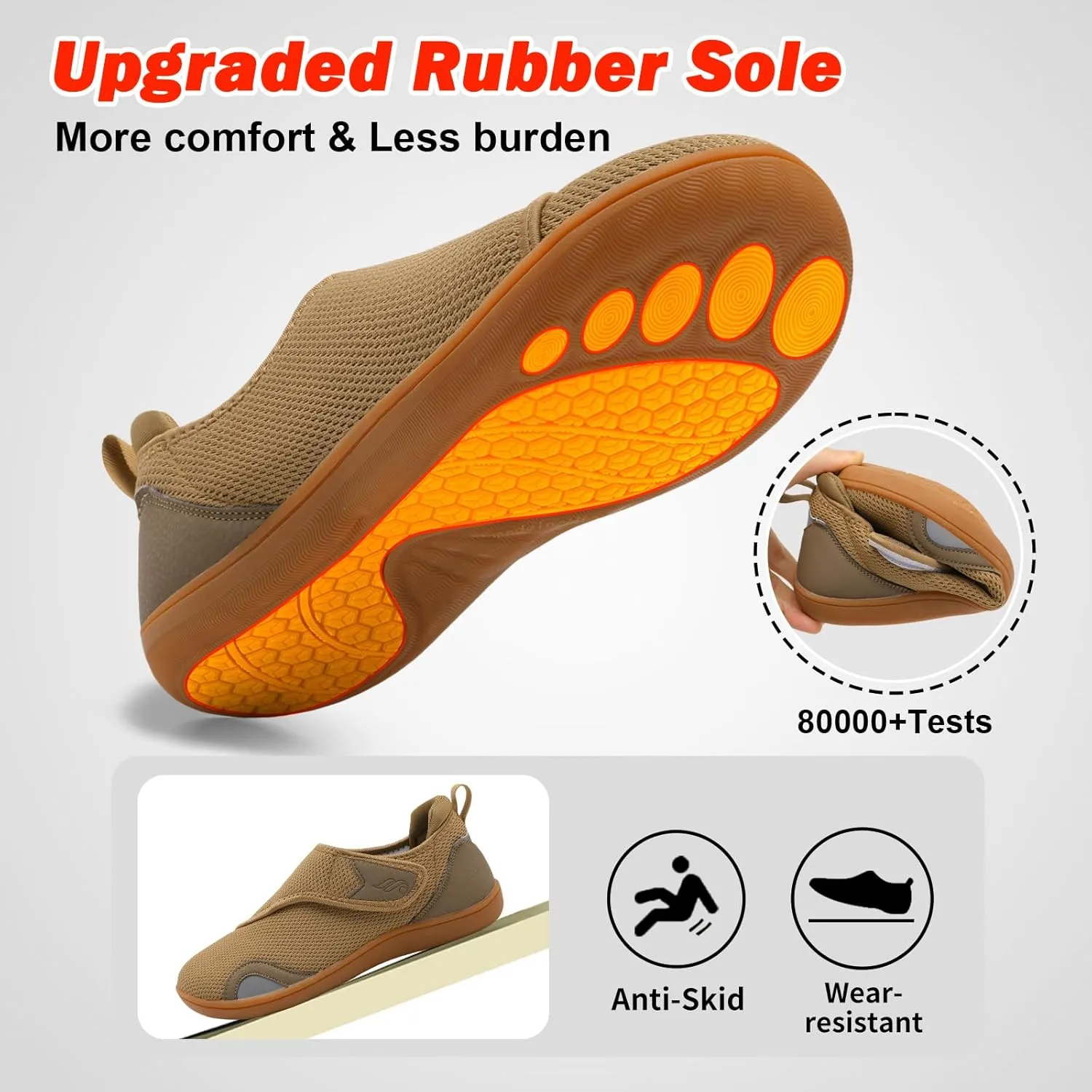 JIASUQI Men's Walking Shoes Wide Toe Sneakes with Arch Support House Shoes Slippers for Men