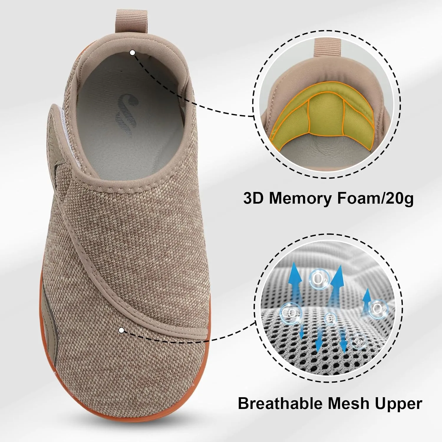 JIASUQI Men's Walking Shoes Wide Toe Sneakes with Arch Support House Shoes Slippers for Men