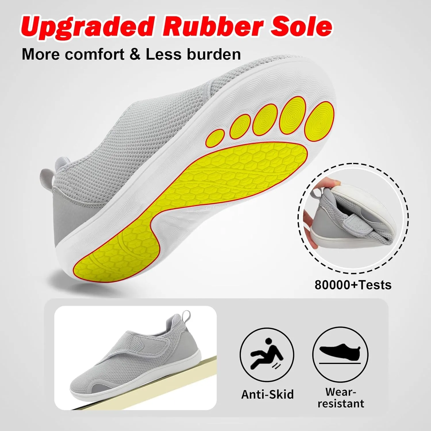 JIASUQI Men's Walking Shoes Wide Toe Sneakes with Arch Support House Shoes Slippers for Men