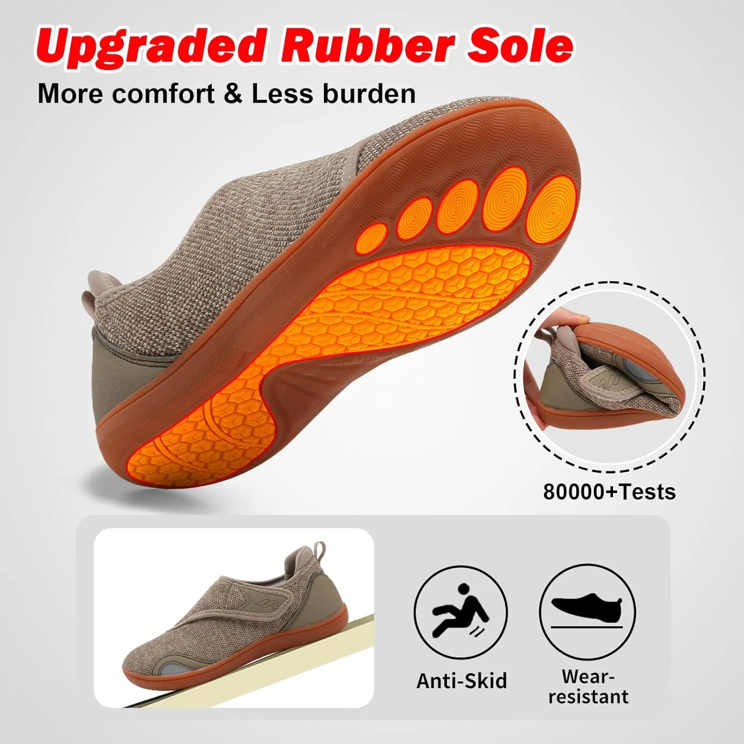 JIASUQI Men's Walking Shoes Wide Toe Sneakes with Arch Support House Shoes Slippers for Men