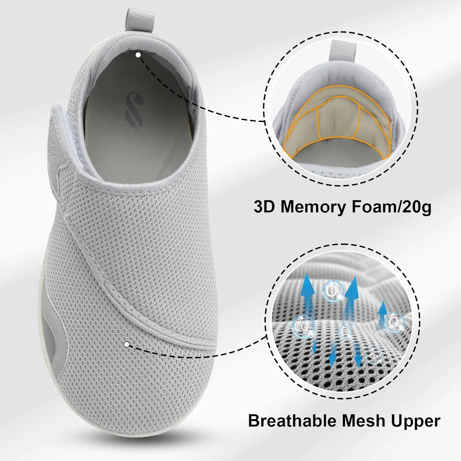 JIASUQI Men's Walking Shoes Wide Toe Sneakes with Arch Support House Shoes Slippers for Men