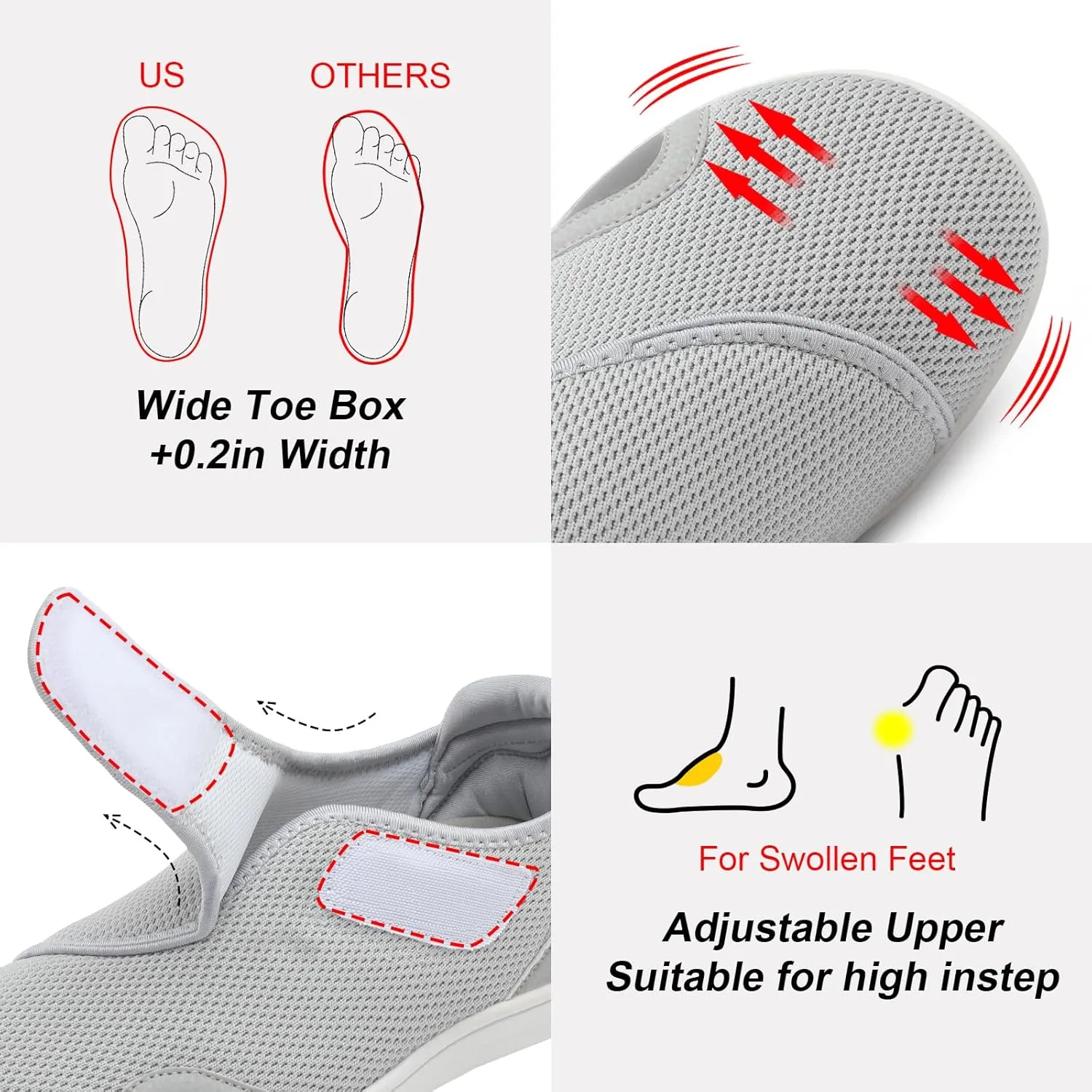 JIASUQI Men's Walking Shoes Wide Toe Sneakes with Arch Support House Shoes Slippers for Men