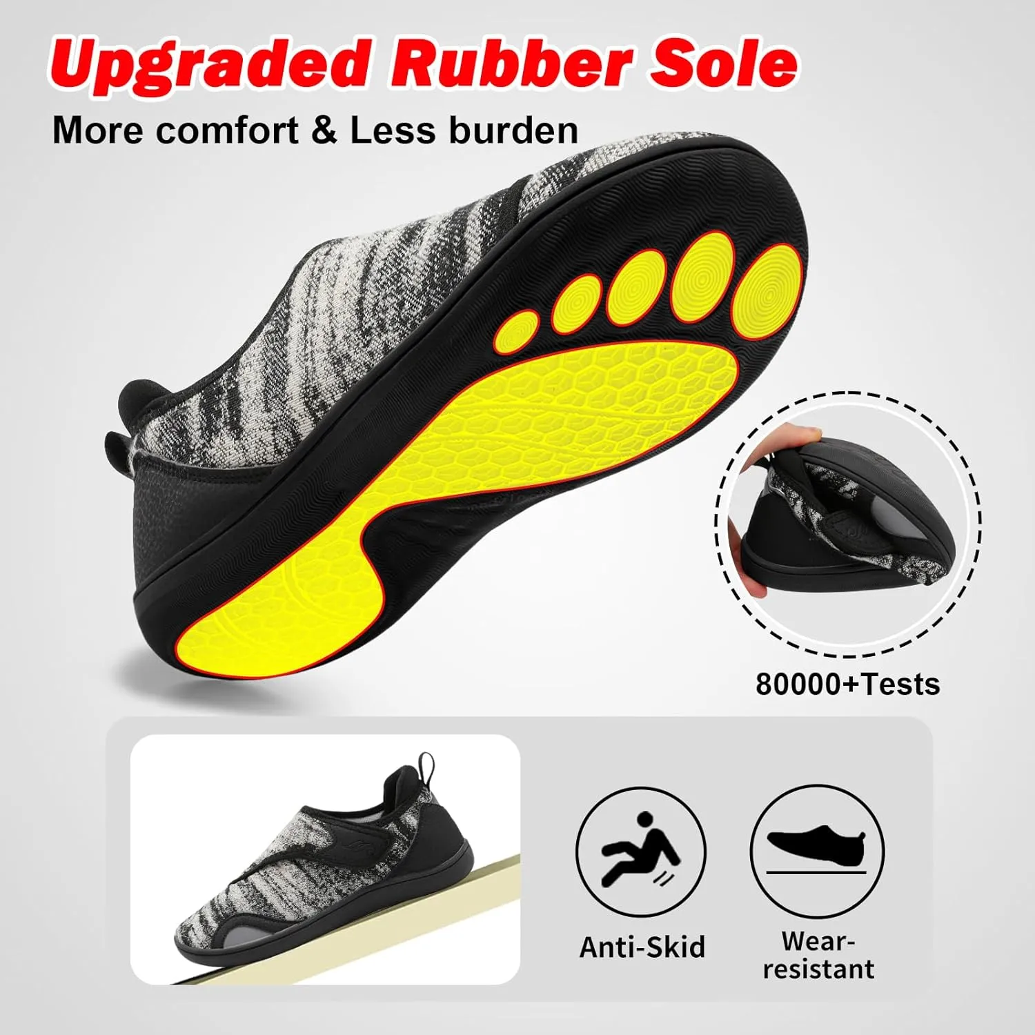 JIASUQI Men's Walking Shoes Wide Toe Sneakes with Arch Support House Shoes Slippers for Men