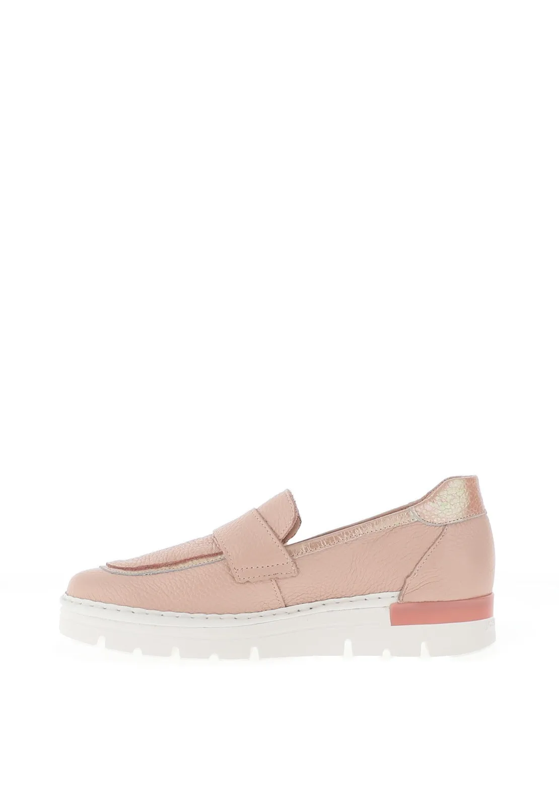 Jose Saenz Buckle Trim Pebbled Leather Loafers, Blush