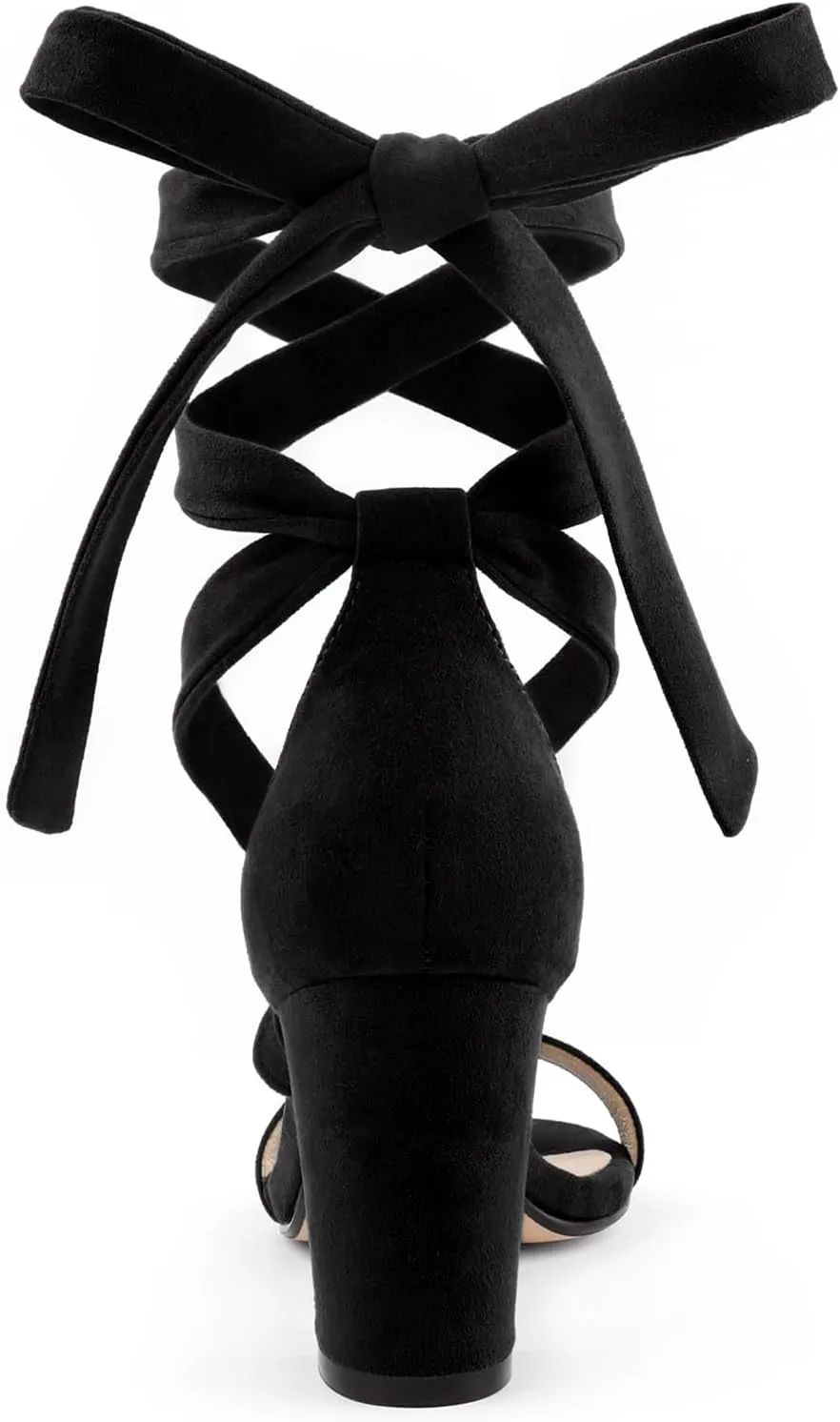JOY IN LOVE Women's Lace Up Heels 3 Inch Chunky Block Heel Strappy Sandals