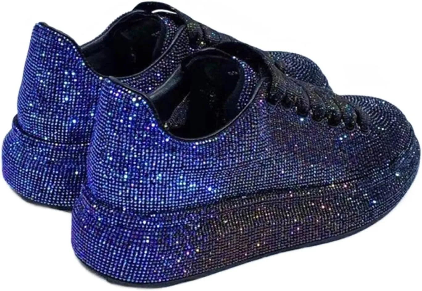 Julymens Women's Glitter Rhinestones Platform Sneakers Casual Lace-Up Sports Shoes