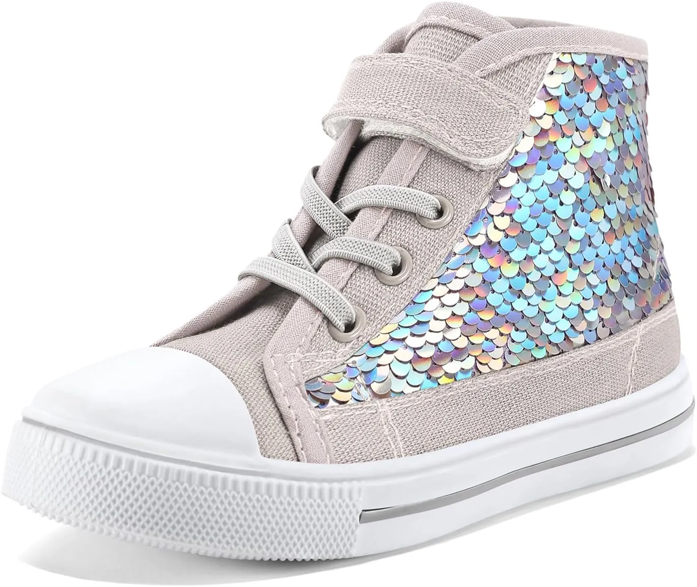 K KomForme Toddler Sneakers Girls Canvas High Top Walking Shoes with Hook and Loops