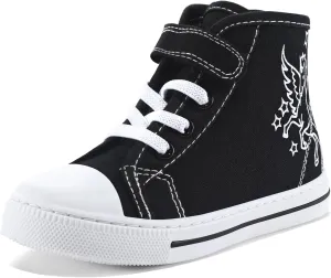 K KomForme Toddler Sneakers Girls Canvas High Top Walking Shoes with Hook and Loops