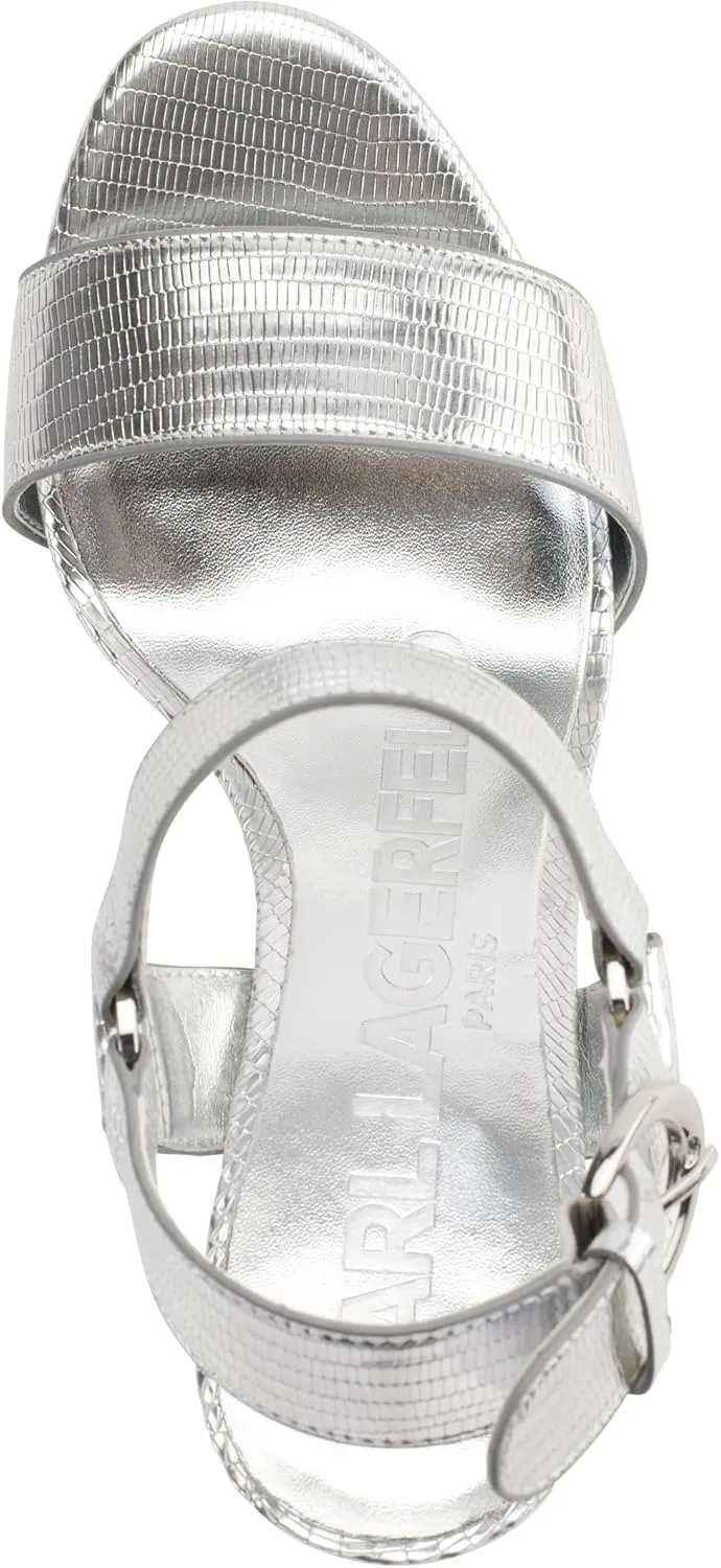 KARL LAGERFELD Women's Leather Cieone Heeled Open-toe Sandal