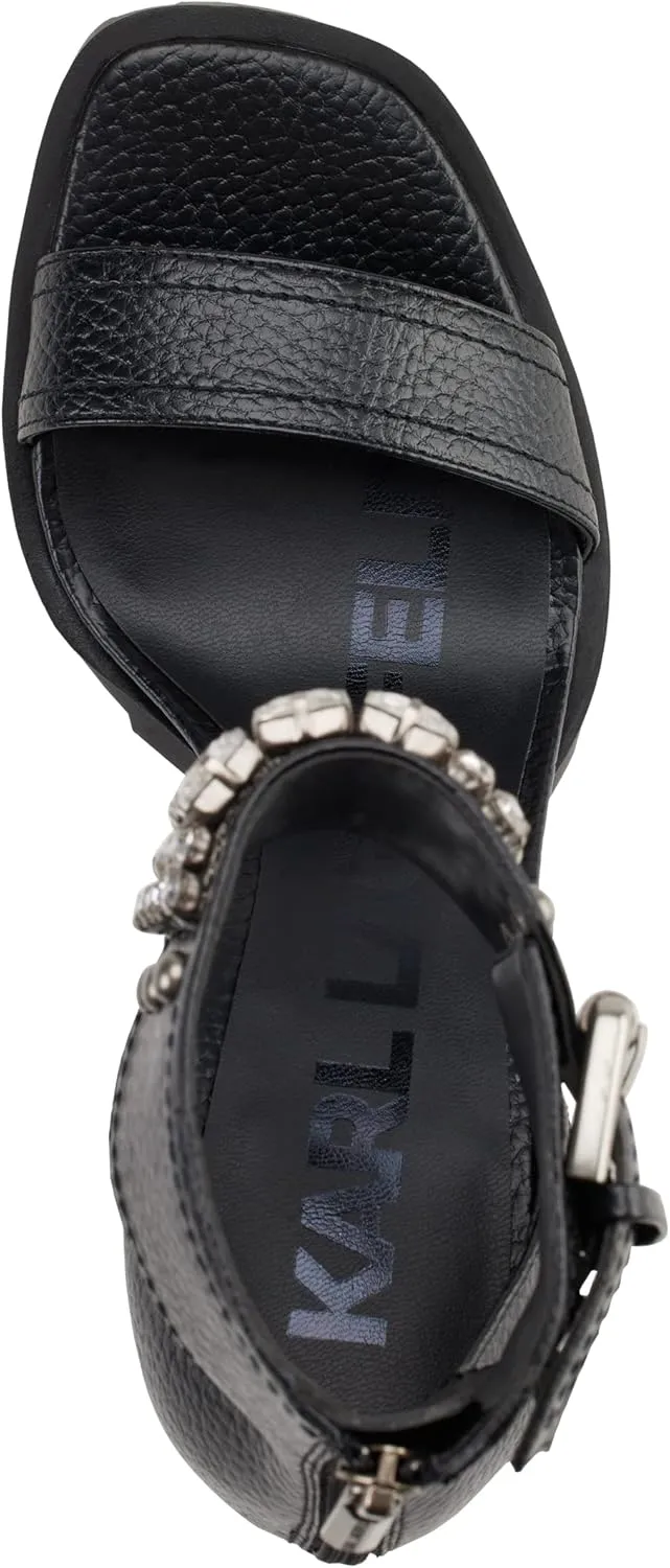 KARL LAGERFELD womens Open-toe Malinda Lug-sole Heeled Sandal