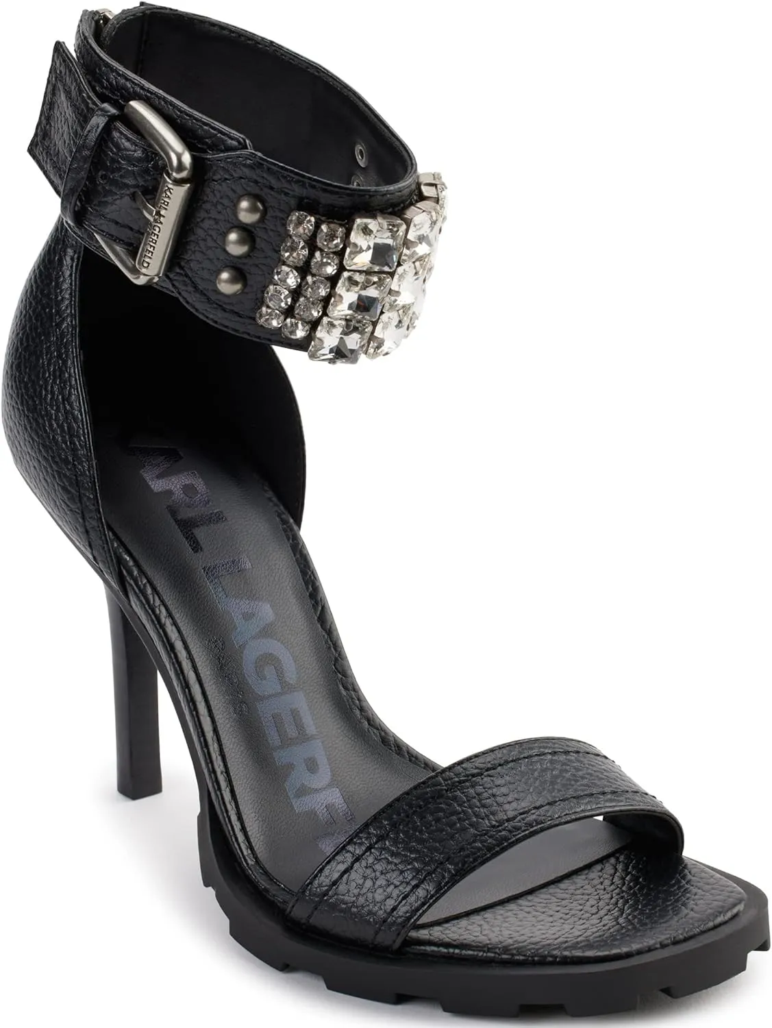 KARL LAGERFELD womens Open-toe Malinda Lug-sole Heeled Sandal