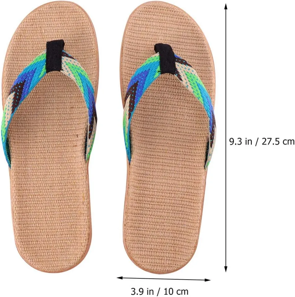 KESYOO 1 Pair Straw Slippers Household Anti Skid Sandals Flip Flops Leisure Shoes Beach Seaside Walking Slippers for Women Men Couples Lovers
