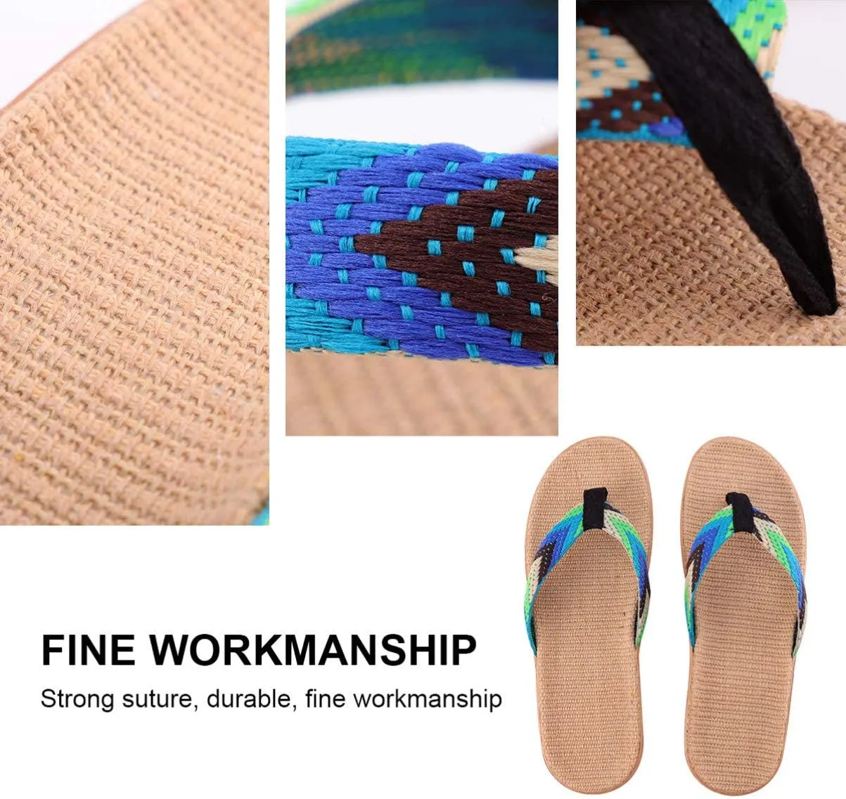 KESYOO 1 Pair Straw Slippers Household Anti Skid Sandals Flip Flops Leisure Shoes Beach Seaside Walking Slippers for Women Men Couples Lovers