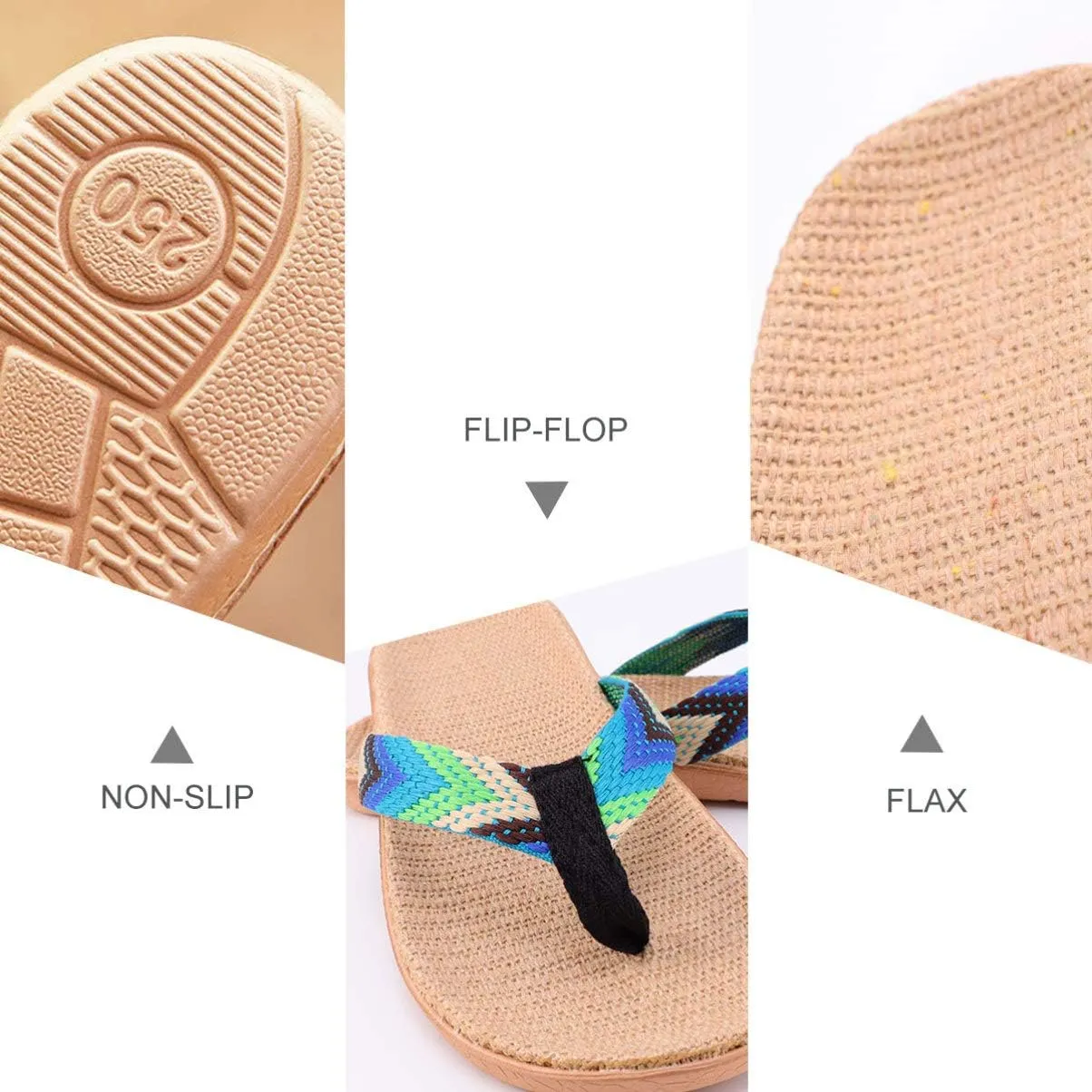 KESYOO 1 Pair Straw Slippers Household Anti Skid Sandals Flip Flops Leisure Shoes Beach Seaside Walking Slippers for Women Men Couples Lovers