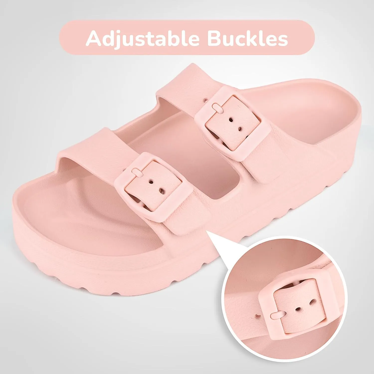 Kids Slides Sandals Adjustable Buckle Boys Girls Slides for Beach Pool