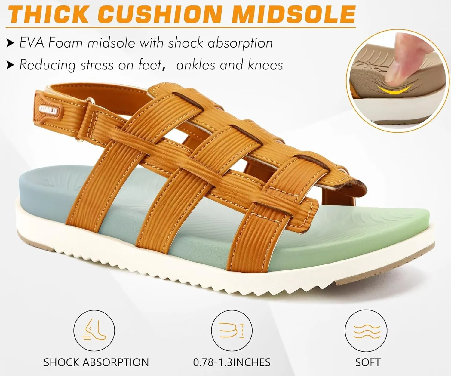 KuaiLu Womens Fashion Orthopedic Walking Sandals for Women 2025 Arch Support Sandles Comfort Plantar Fasciitis Recovery Cushion Summer Travel Outdoor Hiking Open Toe Water Shoes Woman Size US5-11