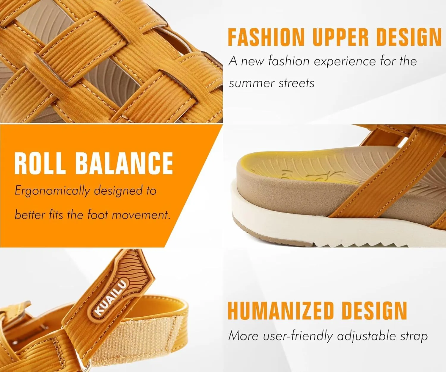 KuaiLu Womens Fashion Orthopedic Walking Sandals for Women 2025 Arch Support Sandles Comfort Plantar Fasciitis Recovery Cushion Summer Travel Outdoor Hiking Open Toe Water Shoes Woman Size US5-11