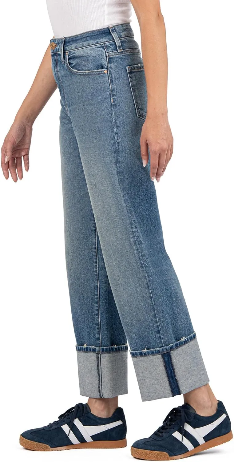 KUT from the Kloth Women's Sienna High Rise Wide Leg-roll Up 5"