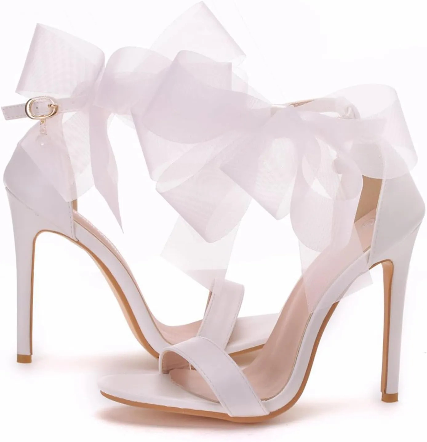 Ladies High Heel Sandals for Wedding Bride11cm Stiletto Open Toe White Floral Bridesmaid Dress Shoes