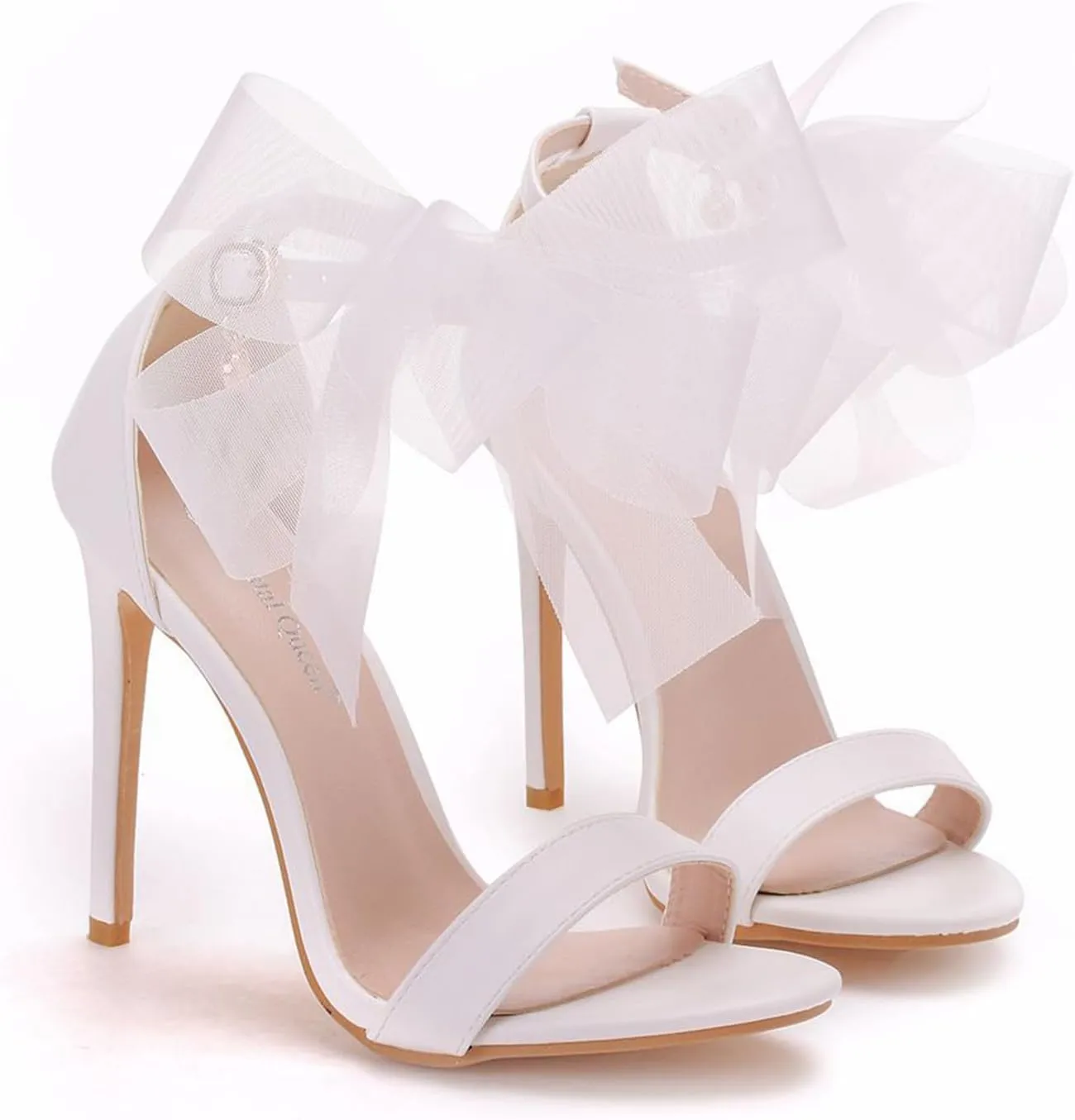 Ladies High Heel Sandals for Wedding Bride11cm Stiletto Open Toe White Floral Bridesmaid Dress Shoes