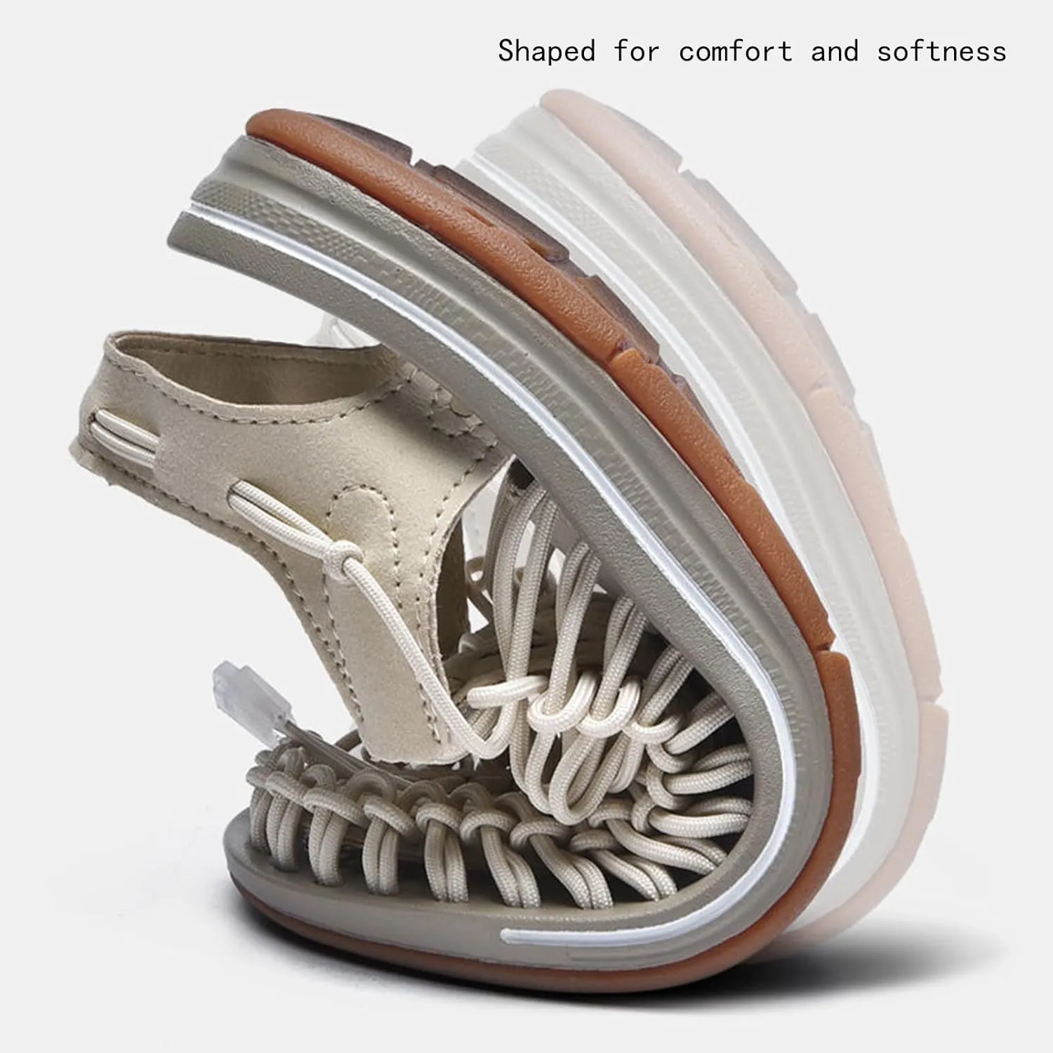 Large Size Unisex Rope Sport Sandals Men's Fisherman Shoes Women's Hand-Woven Shoes Comfortable Couple Lightweight Beach Sandals