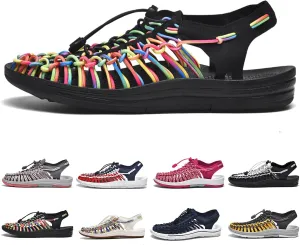 Large Size Unisex Rope Sport Sandals Men's Fisherman Shoes Women's Hand-Woven Shoes Comfortable Couple Lightweight Beach Sandals