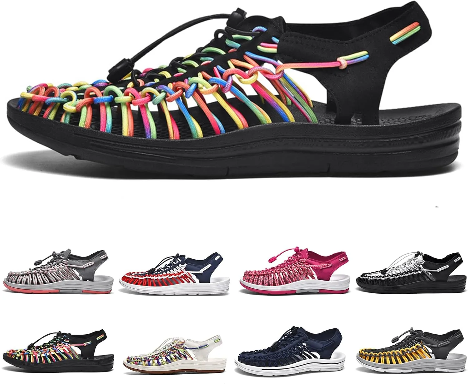 Large Size Unisex Rope Sport Sandals Men's Fisherman Shoes Women's Hand-Woven Shoes Comfortable Couple Lightweight Beach Sandals