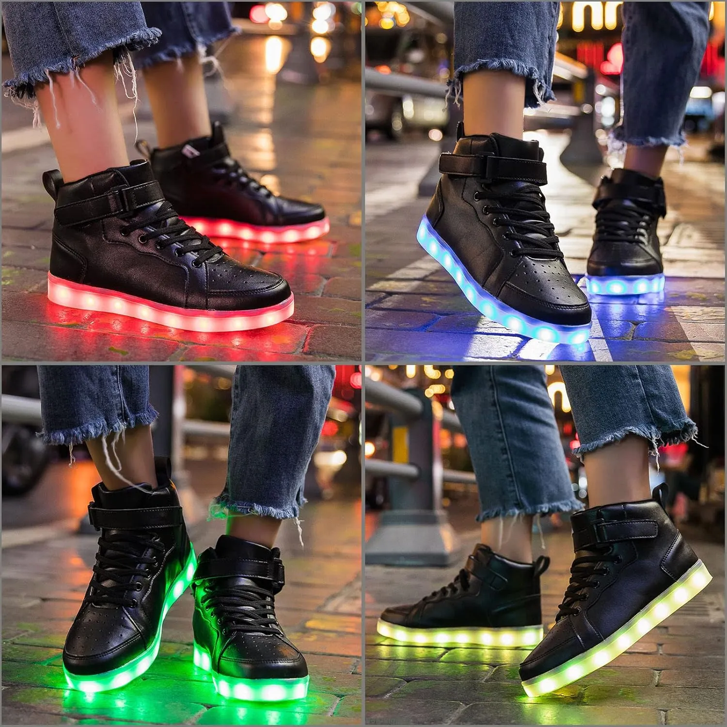 LED Light Up High Top Sneakers Flashing Shoes for Women Men Teens with USB Charging Glowing Luminous Shoes