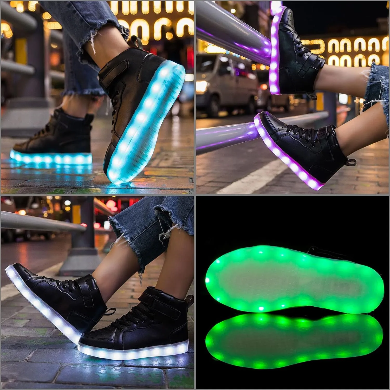 LED Light Up High Top Sneakers Flashing Shoes for Women Men Teens with USB Charging Glowing Luminous Shoes