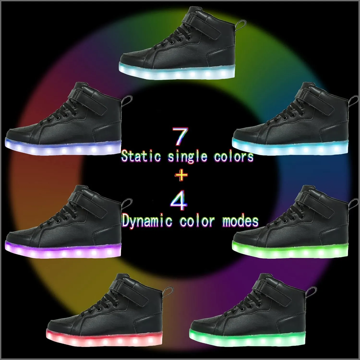 LED Light Up High Top Sneakers Flashing Shoes for Women Men Teens with USB Charging Glowing Luminous Shoes