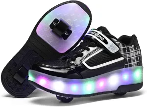 LED Light Up Kids Roller Shoes with 4 Wheels, Sneakers for Boys Girls Birthday Thanksgiving Christmas Day
