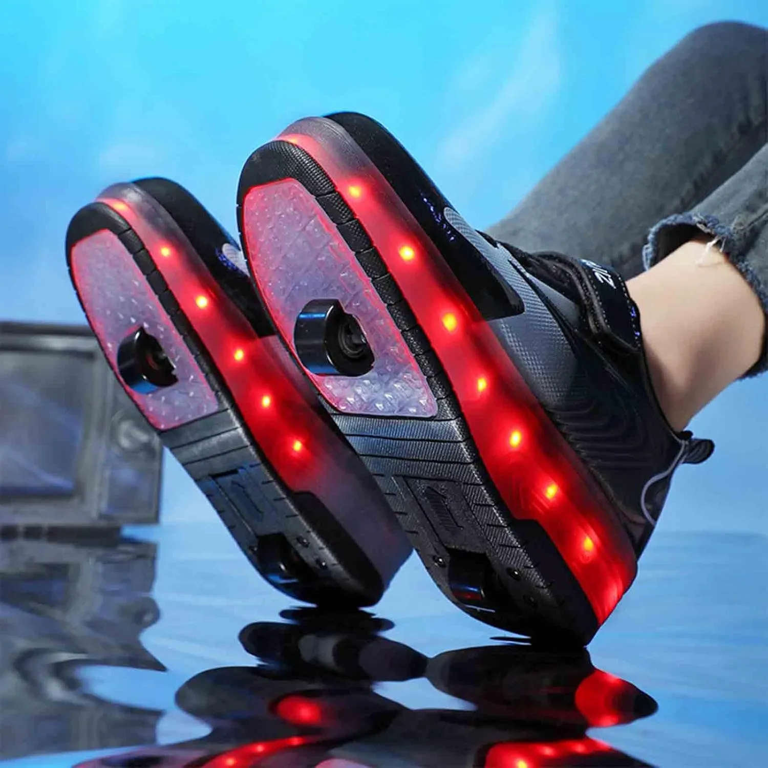 LED Light Up Kids Roller Skate Shoes with 2 Wheels,USB Rechargeable Rallar Shoe Sneakers for Boys Girls Birthday Thanksgiving Christmas Day