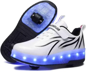 LED Light Up Kids Roller Skate Shoes with 2 Wheels,USB Rechargeable Rallar Shoe Sneakers for Boys Girls Birthday Thanksgiving Christmas Day