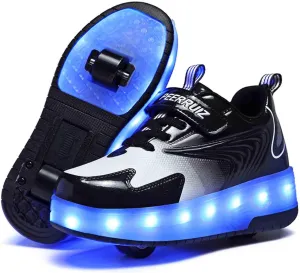 LED Light Up Kids Roller Skate Shoes with 2 Wheels,USB Rechargeable Rallar Shoe Sneakers for Boys Girls Birthday Thanksgiving Christmas Day