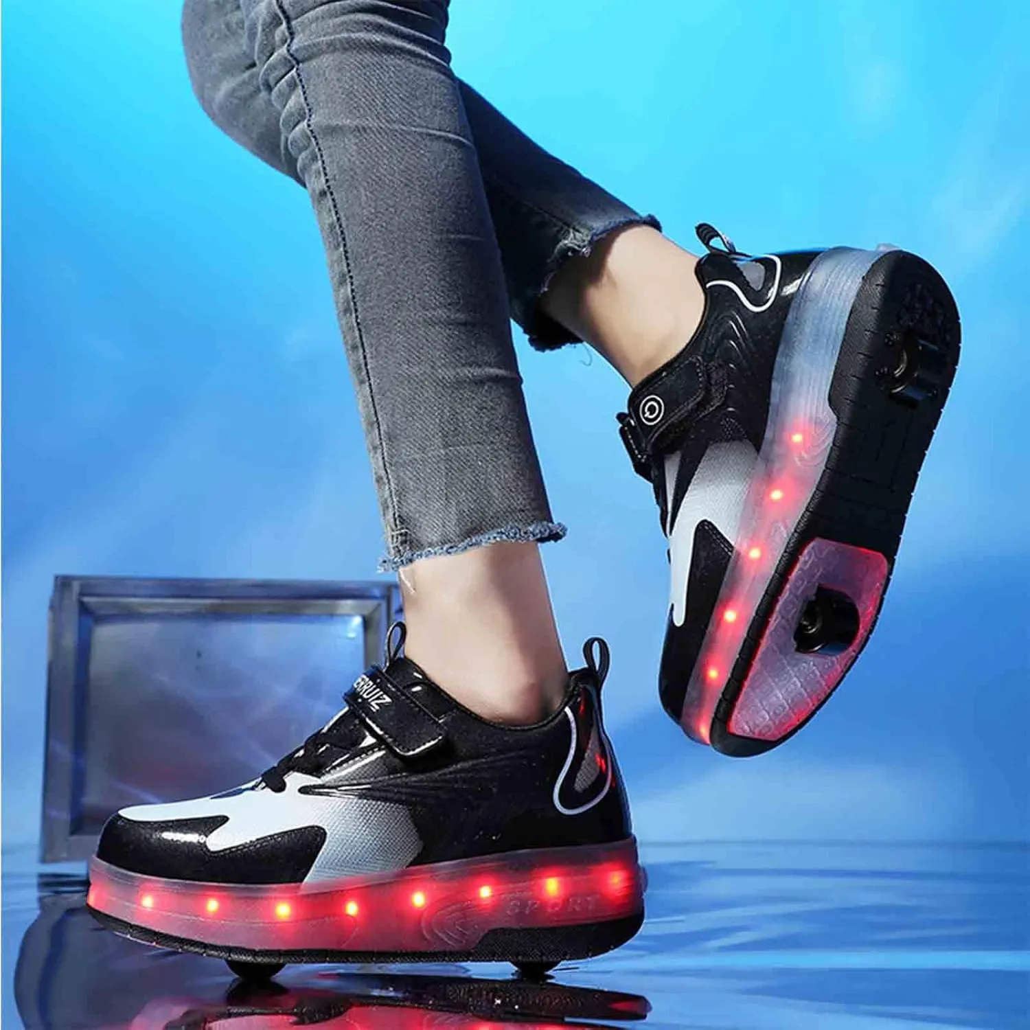 LED Light Up Kids Roller Skate Shoes with 2 Wheels,USB Rechargeable Rallar Shoe Sneakers for Boys Girls Birthday Thanksgiving Christmas Day