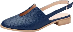 Low Heel Sandal for Women Summer Fashion Cutout Baotou Pointed Toe Closed Toe Weave Strap Buckle Casual Flat Sandalias Comfortable Slides Mules Shoes