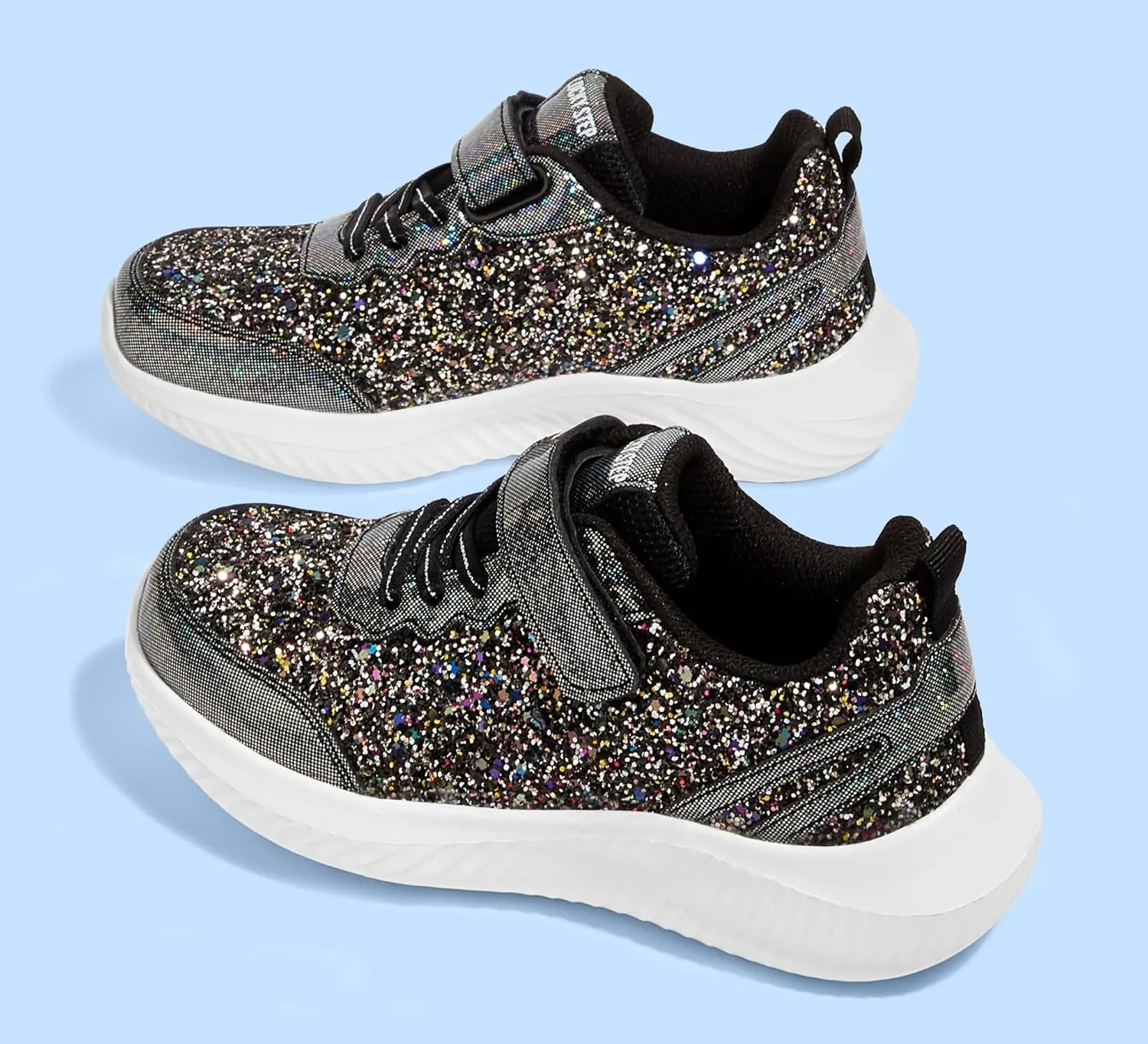 LUCKY STEP Kid's Glitter Fashion Sneakers Sparkly Princess Tennis Bling Shiny Sequins Athletic Walking School Shoes for Children/Boys/Girls