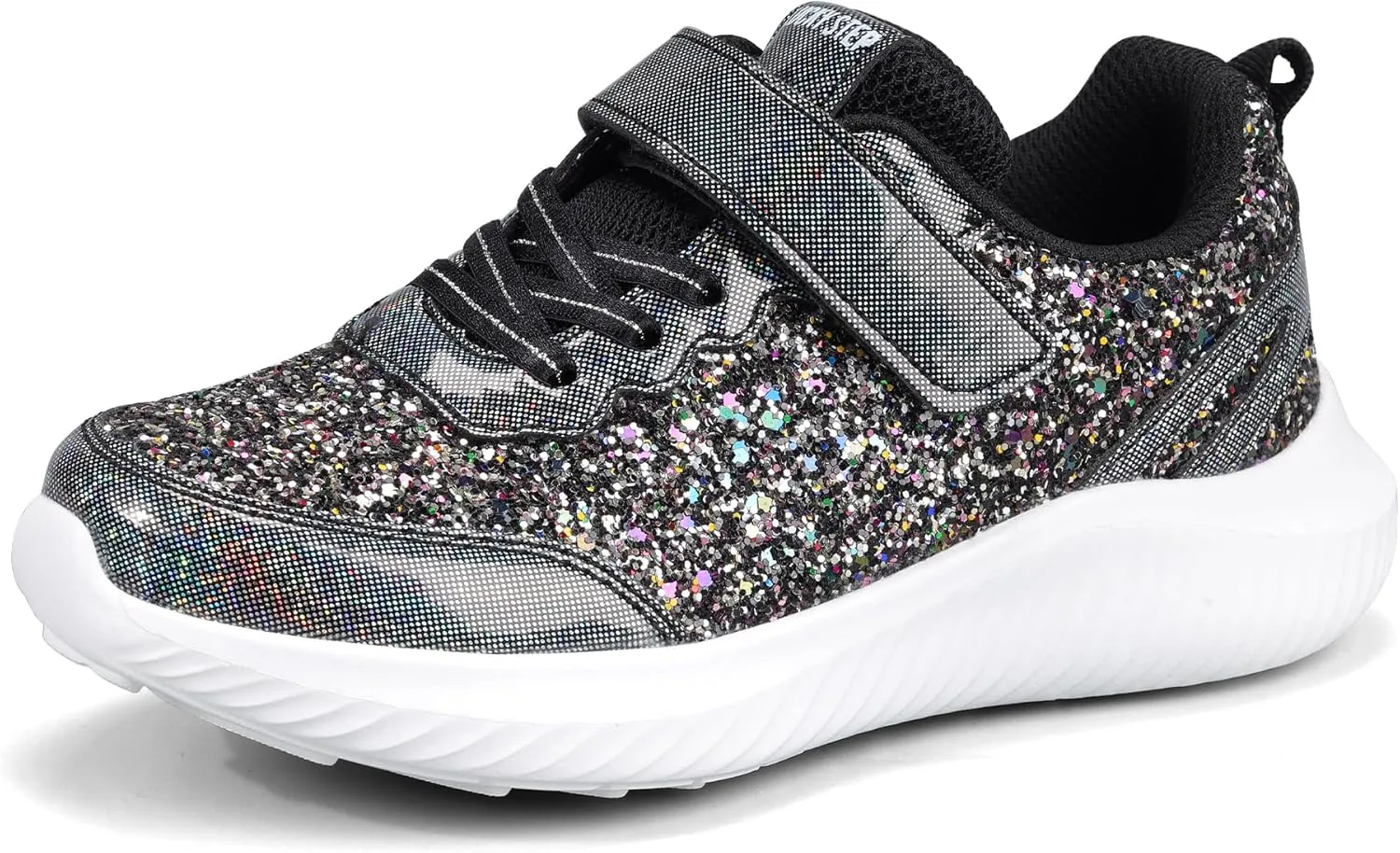 LUCKY STEP Kid's Glitter Fashion Sneakers Sparkly Princess Tennis Bling Shiny Sequins Athletic Walking School Shoes for Children/Boys/Girls